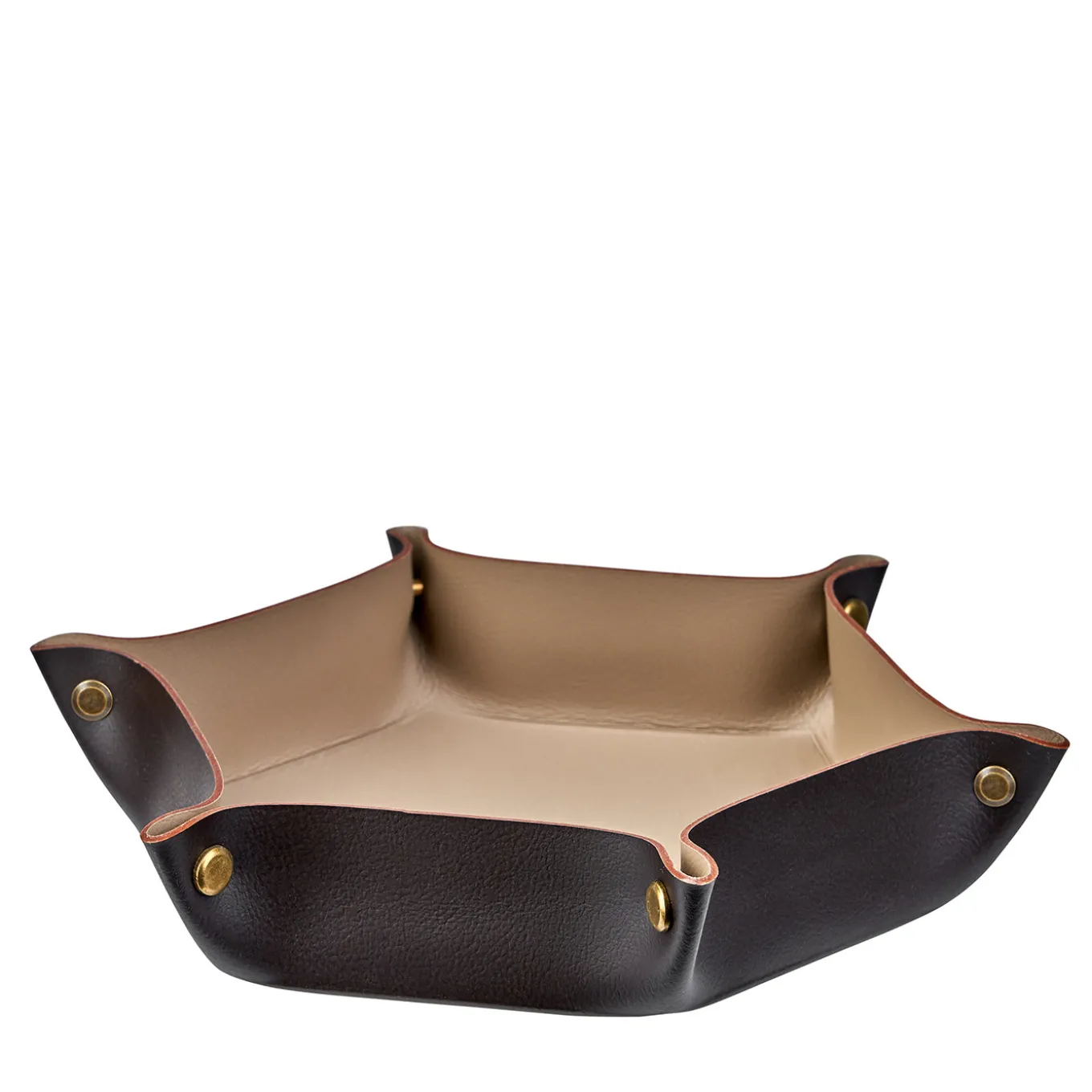 Vide poche in pelle cioccolato e cappuccino #1