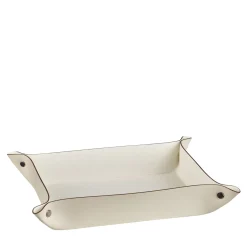 Vide Poche rettangolare in pelle Panna Cotta e Bianca