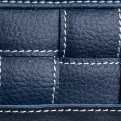 Videopoche annodata in ecopelle blu di Ventotene