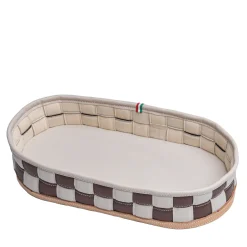 Videopoche ovale annodata in ecopelle marrone e crema Procida