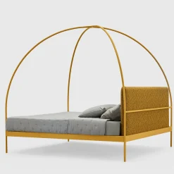 Volta Letto Matrimoniale con Baldacchino in Ferro Giallo di Mario Scairato