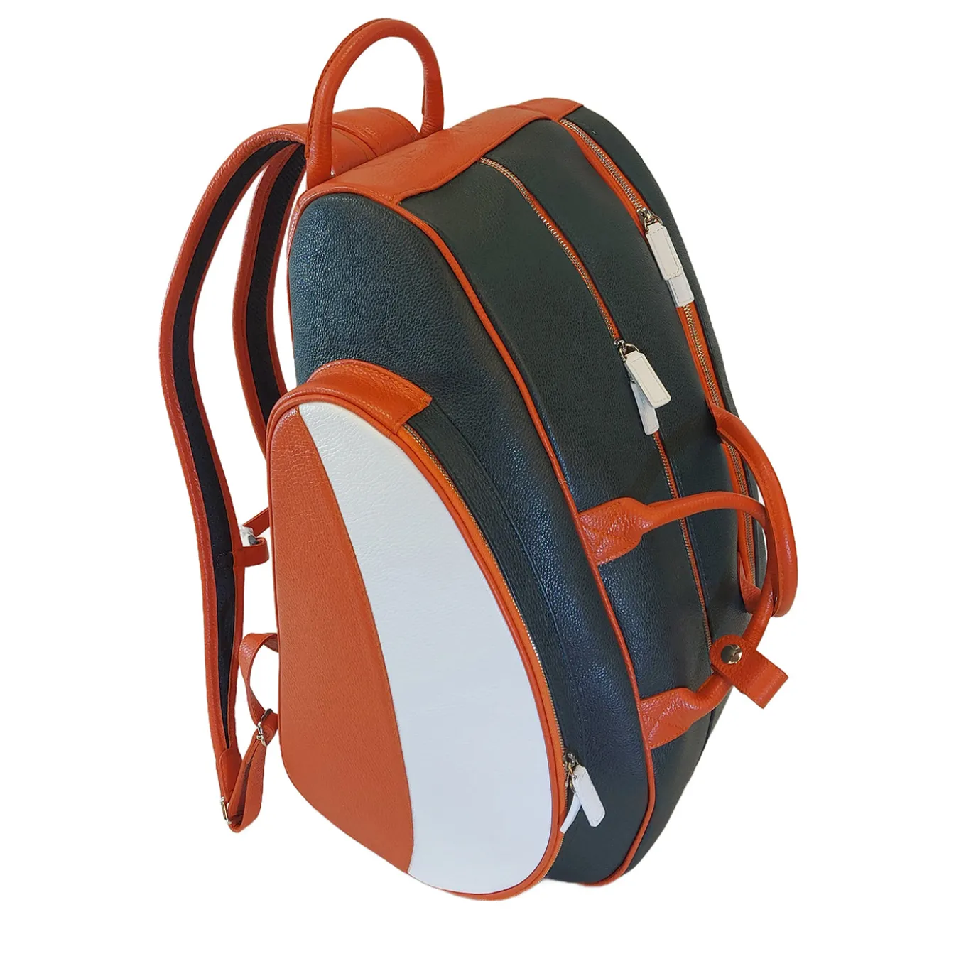 Zaino in pelle arancione e blu per Padel e Pickleball