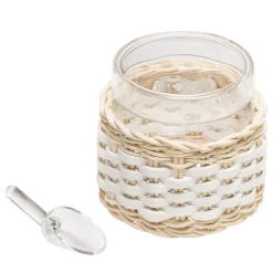 Zuccheriera in vetro Deauville in pelle e rattan