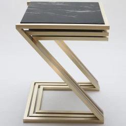 Zumm Zum Zu Set di 3 tavolini da salotto in marmo nero