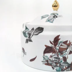 Zuppiera in porcellana Black Dragon Pool con foglie e libellule